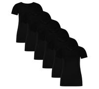Bamboo basics Damen T-Shirt KATE, 6er Pack - Unterhemd, Rundhals, Single Jersey Schwarz S