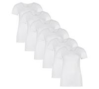 Bamboo basics Damen T-Shirt KATE, 6er Pack - Unterhemd, Rundhals, Single Jersey Weiß M