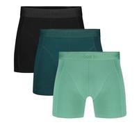 Bamboo Basics Enganliegende Herren Boxershorts RICO aus Bambusviskose / Biobaumwolle (3er Pack) Mix (schwarz/petrol/hellgrün) M