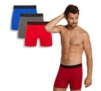 Bamboo Basics - Herren Bambus Boxershorts - Rico - 3er-Pack - Atmungsaktive Unterwäsche - Grau, Blau und Rot - XXL