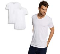 Bamboo Basics Herren T-Shirt VELO – Bambus V-Ausschnitt, 2er-Pack, weich, atmungsaktiv, Weiß L