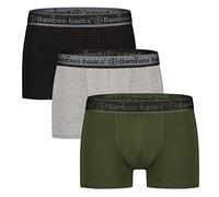 Bamboo Basics Herren Boxer Shorts, 3er Pack - Liam Trunks, atmungsaktiv, Jersey Schwarz/Grau/Grün XL