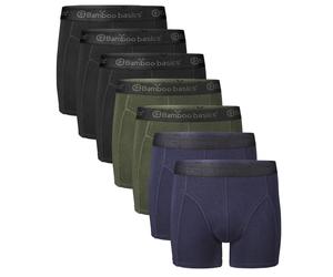 Bamboo basics Herren Boxer Shorts, 7er Pack - RICO7P, atmungsaktiv, Single Jersey Schwarz/Grün/Blau XL