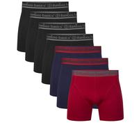 Bamboo Basics Herren Boxer Shorts, 7er Pack - RICO7P, atmungsaktiv, Single Jersey Schwarz/Rot/Blau XL