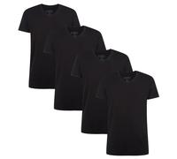 Bamboo basics Herren T-Shirt VELO, 4er Pack - Unterhemd, V-Neck, Single Jersey S Schwarz