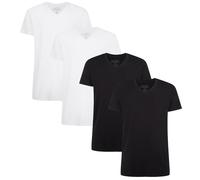 Bamboo basics Herren T-Shirt VELO, 4er Pack - Unterhemd, V-Neck, Single Jersey Weiß/Schwarz S
