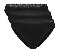 Bamboo Basics Nahtloser Damen Spitzen- Slip LUCY mit Bambusviskose (3er Pack) Schwarz S