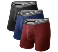 BAMBOO COOL Ultraweiche, atmungsaktive Herren-Boxershorts, feuchtigkeitsableitende Unterwäsche, bequeme Passform, ohne Etikett, 01 - Schwarz, Rot, Dunkelblau (3er-Pack), Large