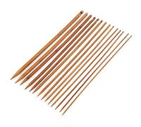 Bamboo Knitting Needles Carbonized Bamboo Smooth HandMade Durable Single Pointed DIY Knitting Needles for Sweaters Scarves Hats Gloves 14 Sizes 3.0mm to 10.0mm Natural Wood Color