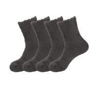 BambooMN Men's Extra Large Comfy Soft Warm Plush Slipper Bed Fuzzy Socks - Dark Grey - 4 Pairs