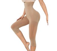 BampooPanPa Damen High Waist Compression Leggings Capri Shapewear für Frauen Bauchkontrolle Oberschenkel Schlanker Body Shaper, Helles Braun, Medium