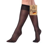 BANANALU 10, 20,30, 40 Paar Kniestrümpfe 40 DEN Feinkniestrümpfe Nylon Socken Seidenfein Lyna Nero - 10 Paar Einheitsgröße