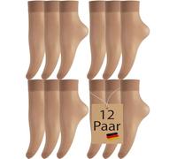 BANANALU 12 Paar Feinsocken Nylon Socken Feinsöckchen Socken Seidenfein Caramel 12 Paar