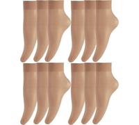 BANANALU 12 Paar Feinsocken Nylon Socken Feinsöckchen Socken Seidenfein Naturale 12 Paar