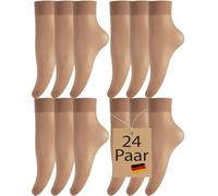 BANANALU 24 Paar Feinsocken Nylon Socken Feinsöckchen Socken Seidenfein Caramer 24 Paar