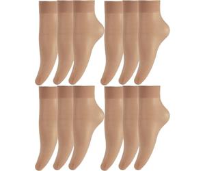 BANANALU 24 Paar Feinsocken Nylon Socken Feinsöckchen Socken Seidenfein Naturale 24 Paar