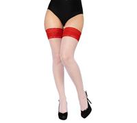 BANANALU XS bis 4XL halterlose Strümpfe 20 Den Spitzenbund 9 cm Blumenmuster sexy Overkniestrümpfe