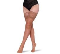 BANANALU XS-XXL Halterlose Strümpfe mit Spitze 20 DEN - transparente Stay-Ups mit floralem Spitzenband & Silikon-Halt, Sexy Hold-Ups