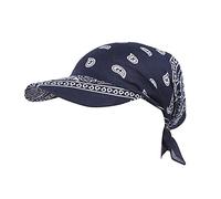 Bandana Cap mit Schleifenbindung Damen - Sonnencap Handmade in Italy - Kopftuch mit Schirm - Visor One Size (54-60 cm) - Sommercap aus Baumwolle - Mütze Frühjahr/Sommer Marine Einheitsgröße