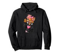 Bandana mit süßem Fuchsmädchen mit Brille und Peace-Zeichen, Rosa Pullover Hoodie