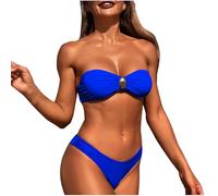 Bandeau Bikini Damen Set Bikini Trägerlos Badeanzug Push-up-Bikinioberteil und Triangel Badeshorts Zweiteiliger Bademode Trägerloser BH G-String Tanga Beachwear Badeanzüge Bikini-Sets für Damen
