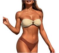 Bandeau Bikini Damen Set Bikini Trägerlos Badeanzug Push-up-Bikinioberteil und Triangel Badeshorts Zweiteiliger Bademode Trägerloser BH G-String Tanga Beachwear Badeanzüge Bikini-Sets für Damen
