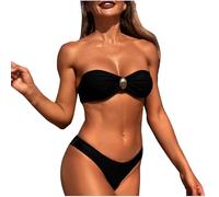 Bandeau Bikini Damen Set Bikini Trägerlos Badeanzug Push-up-Bikinioberteil und Triangel Badeshorts Zweiteiliger Bademode Trägerloser BH G-String Tanga Beachwear Badeanzüge Bikini-Sets für Damen
