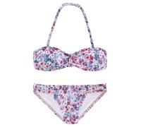 Bandeau-Bikini S.OLIVER "Scatter Kids", Mädchen, Gr. 134/140, N-Gr, lila (lila, bedruckt), Polyamid, bedruckt, geblümt, Bikini-Sets, mit sommerlichem Blumendruck (63026016-134) lila, bedruckt