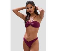 Bandeau-Bikini-Top COPENHAGEN STUDIOS "Nela", Damen, Gr. 44, Cup C/D, rot (weinrot), Rippware, Recycling-Polyamid, unifarben, strukturiert, Bikini-Oberteile, mit V-förmigem Cut-Out vorn (30167869-44)