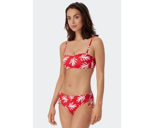 Bandeau Bikini-Top gefüttert Softcups variable Träger Korallen rot - Mix & Match Coral Life XS