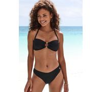 Bandeau-Bikini-Top LASCANA "Fay", Damen, Gr. 42, Cup C/D, schwarz, Obermaterial: 94% Polyamid, 6% Elasthan. Futter: 90% Polyester, 10% Elasthan, Strukturmuster, Bikini-Oberteile, aus eleganter Struktu
