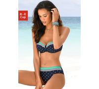 Bandeau-Bikini-Top LASCANA "Monroe", Damen, Gr. 36, Cup E, bunt (marine, türkis), Recycling-Polyamid, gepunktet, gestreift, Bikini-Oberteile (97138969-36) marine, türkis