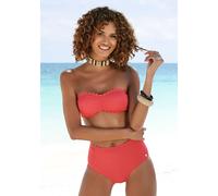Bandeau-Bikini-Top LASCANA "Scallop" Gr. 40, Cup C/D, rot Damen Bikini-Oberteile (14704549-40) rot