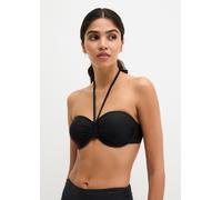 Bandeau-Bikini-Top MARC O'POLO "Abstract Floral AOP", Damen, Gr. 70, Cup B, schwarz, Obermaterial: 84% Polyamid, 16% Elasthan, Bikini-Oberteile (28828700-70) schwarz