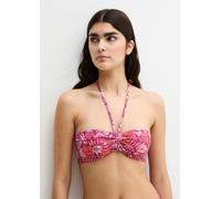 Bandeau-Bikini-Top MARC O'POLO "Abstract Leaf AOP", Damen, Gr. XL (46), N-Gr, raspberry coulis leaf print, Obermaterial: 84% Polyamid, 16% Elasthan, Bikini-Oberteile (37273044-XL) raspberry coulis lea