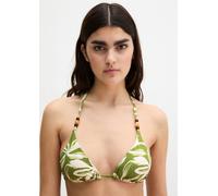 Bandeau-Bikini-Top MARC O'POLO "Shiny Abstract Flower AOP", Damen, Gr. XS (34), N-Gr, golden cypress print, Obermaterial: 84% Polyamid, 16% Elasthan, Bikini-Oberteile Bandeau-Bikini-Top (19877603-XS)