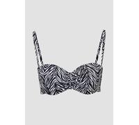 Bügel-Bandeau-Bikini-Top S.OLIVER "Kanto", Damen, Gr. 36, Cup D, schwarz-weiß (schwarz, weiß), Microfaser, Recycling-Polyamid, Animalprint, bedruckt, Bikini-Oberteile, im Animal-Design (11338164-36) s