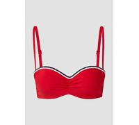 Bügel-Bandeau-Bikini-Top S.OLIVER "Junis", Damen, Gr. 36, Cup D, rot, Recycling-Polyamid, unifarben, kontrastfarbene Details, Bikini-Oberteile, mit geflochtenen Details (10447507-36) rot