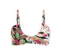 Bandeau-Bikini-Top ROXY "Printed Beach Classics", Damen, Gr. S, Cup B, grau (anthrazit palm song s), Obermaterial:87% Nylon, 13% Elasthan;, Bikini-Oberteile (70657655-S) anthrazit palm song s