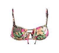 Bandeau-Bikini-Top ROXY "Printed Beach Classics", Damen, Gr. XL, Cup B, grau (anthrazit palm song s), Obermaterial:87% Nylon, 13% Elasthan;, Bikini-Oberteile Bandeau-Bikini-Top (22682943-XL)