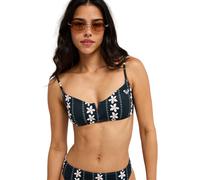 Bandeau-Bikini-Top ROXY "Printed Essentials Bralette", Damen, Gr. M, Cup B, anthrazithibiscusreal stripes, Obermaterial: 85% Polyester, 15% Elasthan., Bikini-Oberteile (14594461-M) anthrazithibiscusre