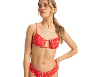 Bandeau-Bikini-Top ROXY "Pt Beach Classics", Damen, Gr. S, rot (poppy rot dancing ditsy swim), Obermaterial: 85% Polyester, 15% Elasthan., Bikini-Oberteile (63898730-S) poppy rot dancing ditsy swim