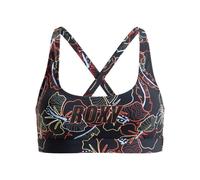 Bandeau-Bikini-Top ROXY "Roxy Active", Damen, Gr. S, Cup B, grau (anthrazit athletic hibiscus), 75% Nylon, 25% Elasthan, Bikini-Oberteile (52037640-S) anthrazit athletic hibiscus