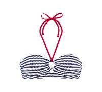 Bandeau-Bikini-Top S.OLIVER "Elain", Damen, Gr. 42, Cup C/D, schwarz-weiß (marine, weiß), Recycling-Polyamid, geringelt, Bikini-Oberteile, mit kontrastfarbigem Zierring (40939842-42) marine, weiß