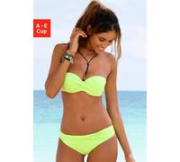 Bandeau-Bikini-Top S.OLIVER "Spain", Damen, Gr. 36, Cup B, grün (lime), Microfaser, Microfaser, unifarben, Bikini-Oberteile, in unifarben mit Wickeloptik, Topseller (377753-36) lime