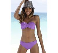 Bandeau-Bikini-Top S.OLIVER "Spain", Damen, Gr. 36, Cup B, lila, Microfaser, Microfaser, unifarben, Bikini-Oberteile, in unifarben mit Wickeloptik, Topseller (26371049-36) lila