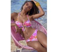 Bandeau-Bikini-Top SUNSEEKER, Damen, Gr. 36, Cup A/B, lila (lila, orange), Microfaser, Polyamid, bedruckt, Bikini-Oberteile, mit Zierring (71803022-36) lila, orange