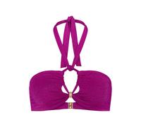 Bandeau-Bikini-Top TRIUMPH "Summer Sunset Bandeau", Damen, Gr. 36, Cup C, lila (raspberry juice), Glitzergarne;Microfaser, Obermaterial: 70% Polyamid, 16% metallisierte Fasern, 14% Elasthan, Bikini-Ob