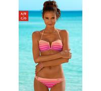 Bandeau-Bikini VENICE BEACH, Damen, Gr. 32, Cup A/B, pink (pink, gestreift), Polyamid, Farbverlauf, Bikini-Sets, mit herausnehmbaren Cups, abnehmbare Träger, mit seitlichen Stäbchen (640073-32) pink,