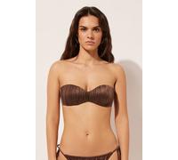 Bandeau-bikinioberteil Mit Abgestufter Wattierung Shiny Satin Braun 4